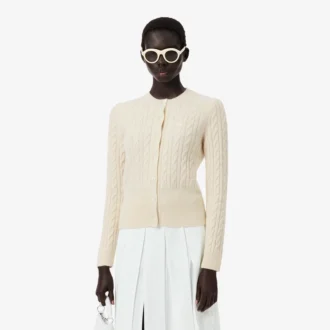 Runway kashmir-cardigan med kabelstrikk