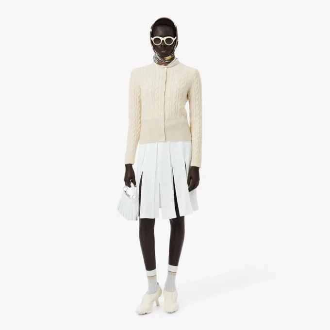 Runway kashmir-cardigan med kabelstrikk