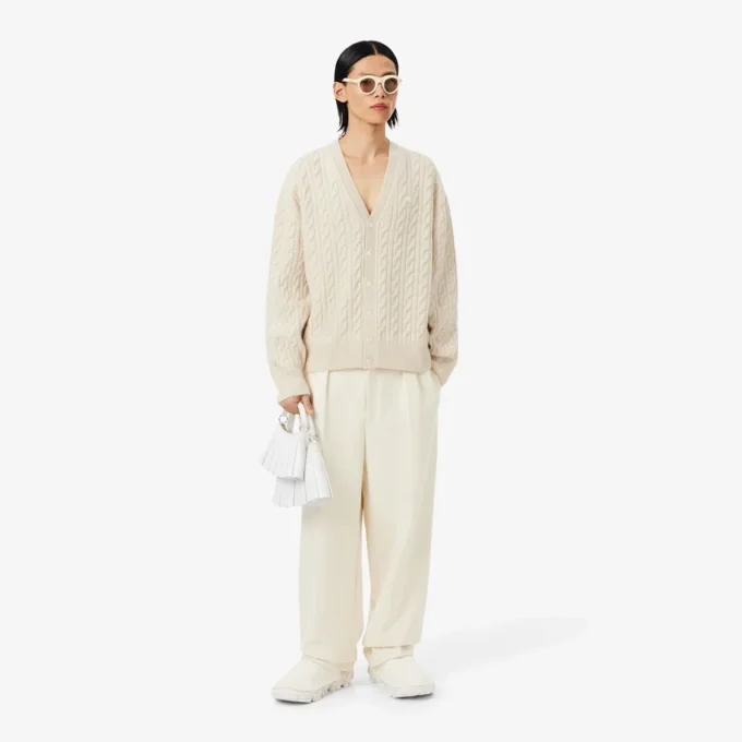 Runway kashmir-cardigan med kabelstrikk