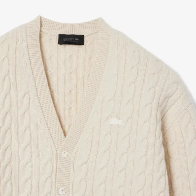 Runway kashmir-cardigan med kabelstrikk