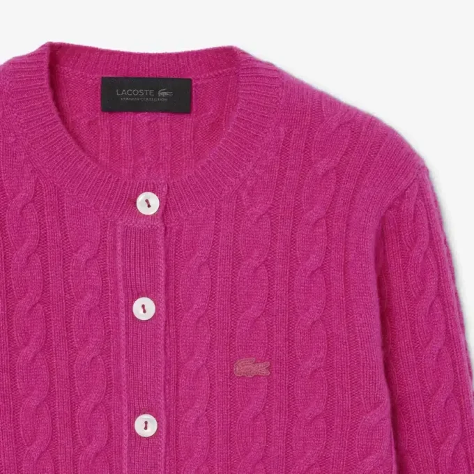 Runway kashmir-cardigan med kabelstrikk