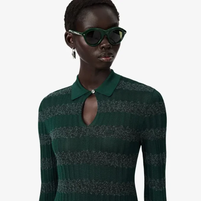 Runway Polo Collar Pointelle Maxi-kjoler