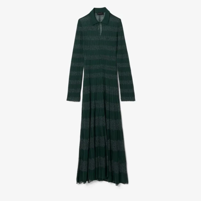 Runway Polo Collar Pointelle Maxi-kjoler