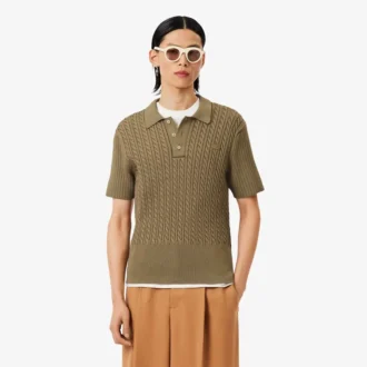Runway-pologenser med kabelmønster og polokrage
