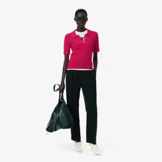 Runway-pologenser med kabelmønster og polokrage