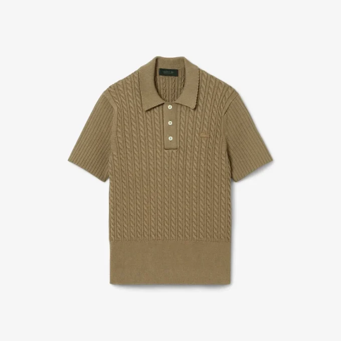 Runway-pologenser med kabelmønster og polokrage