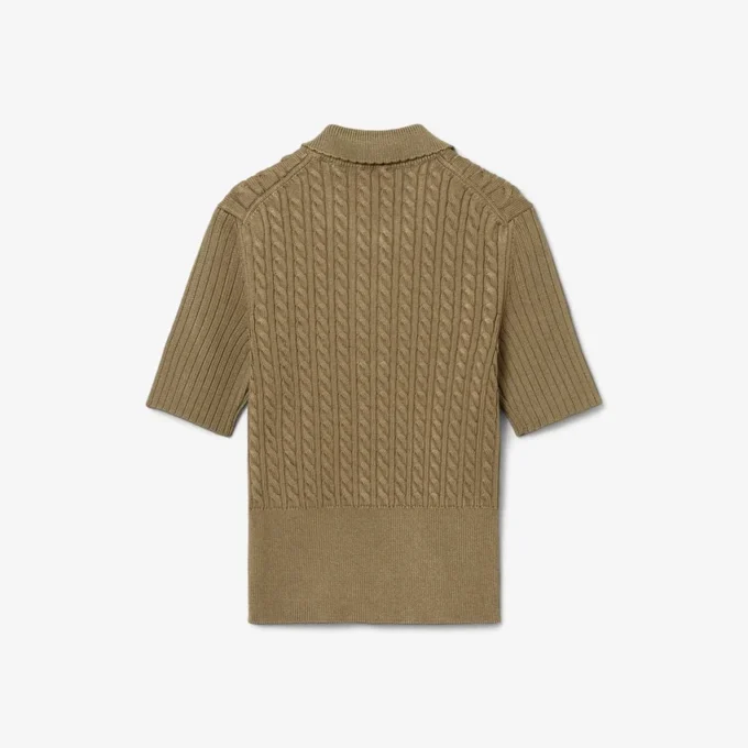 Runway-pologenser med kabelmønster og polokrage