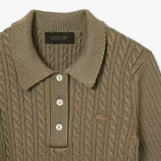 Runway-pologenser med kabelmønster og polokrage