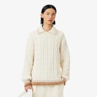Runway-pologensere i ull med polokrage og kabelstrikk