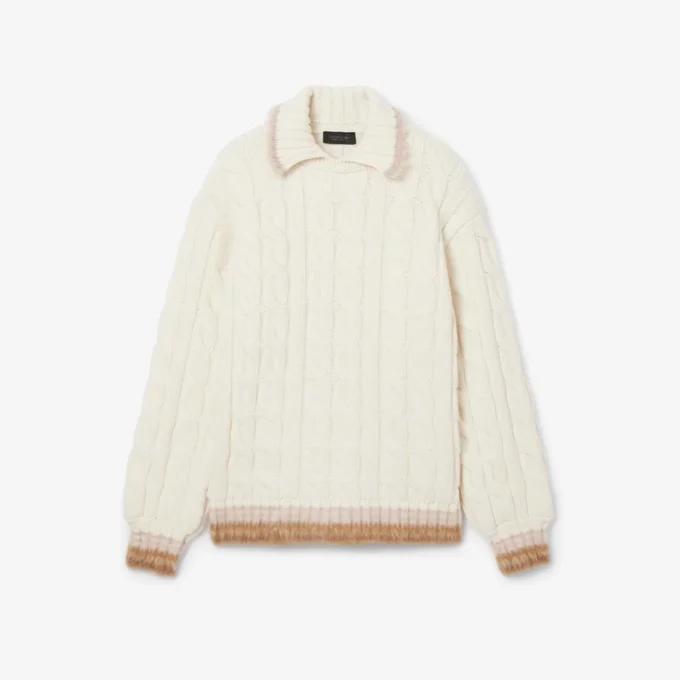 Runway-pologensere i ull med polokrage og kabelstrikk