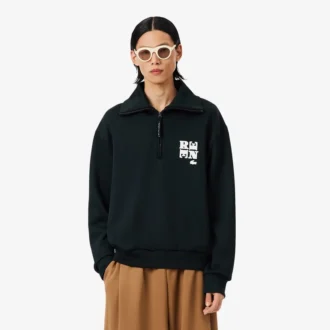 Runway-sweatshirt med høy hals, glidelås og badge-detalj