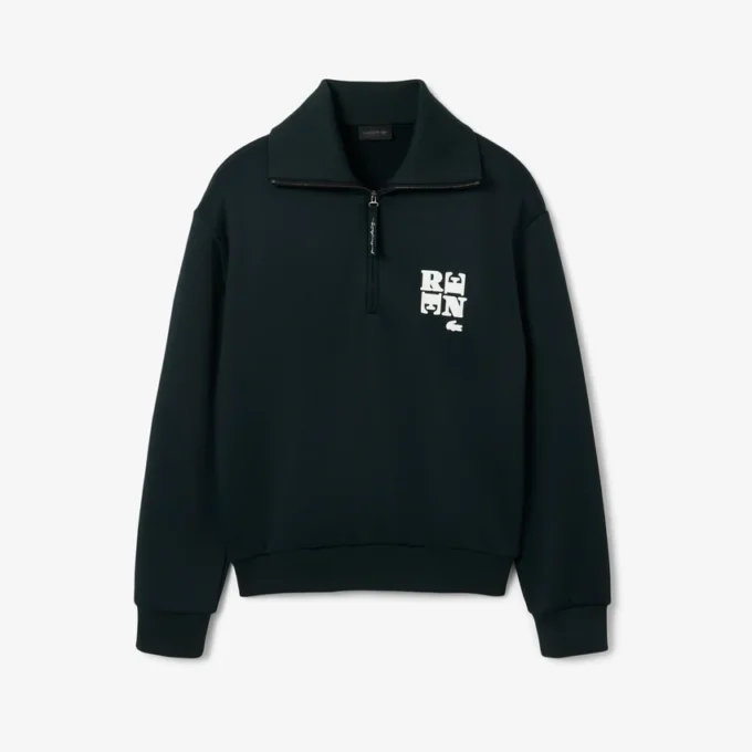 Runway-sweatshirt med høy hals, glidelås og badge-detalj