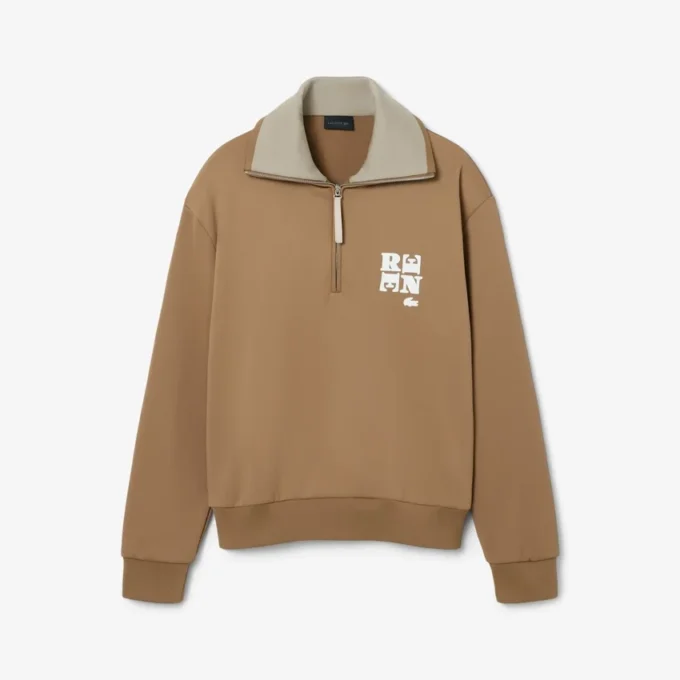 Runway-sweatshirt med høy hals, glidelås og badge-detalj