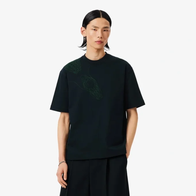 Runway-T-skjorte med brodert krokodille