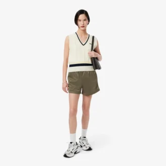Satin Jersey Pointelle Stripe Shorts for kvinner