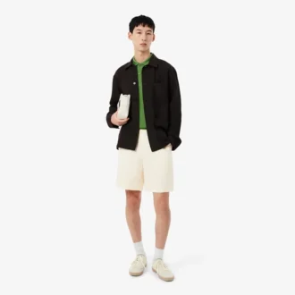 Shorts i linblanding med twillmønster og normal passform
