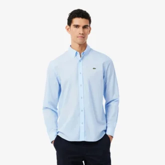 Skjorte i poplin med stretch og normal passform