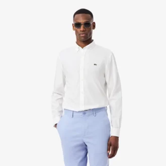 Skjorte i poplin med stretch og normal passform