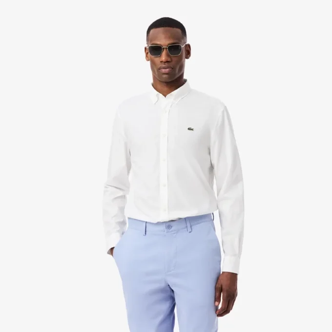 Skjorte i poplin med stretch og normal passform