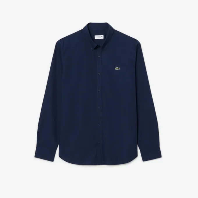 Skjorte i poplin med stretch og normal passform