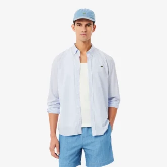 Skjorte i rutete poplin med normal passform