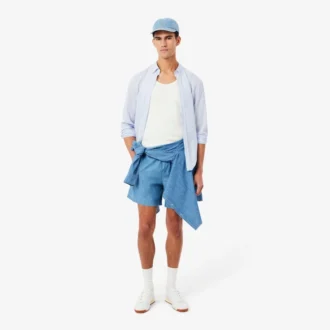 Skjorte i rutete poplin med normal passform