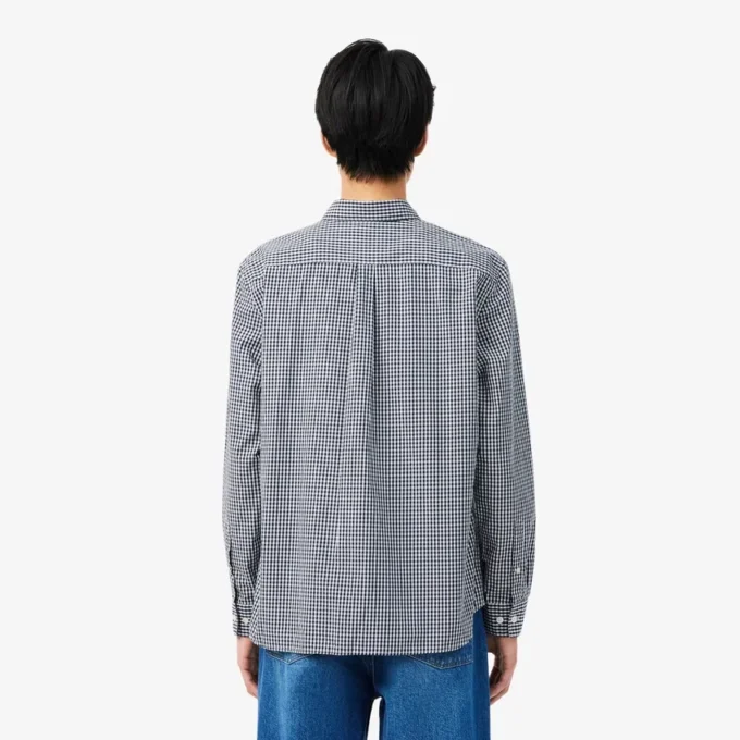 Skjorte i rutete poplin med normal passform