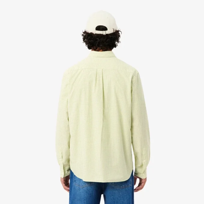 Skjorte i rutete poplin med normal passform