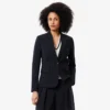 Slim fit-blazer i ull med brodert logo for kvinner