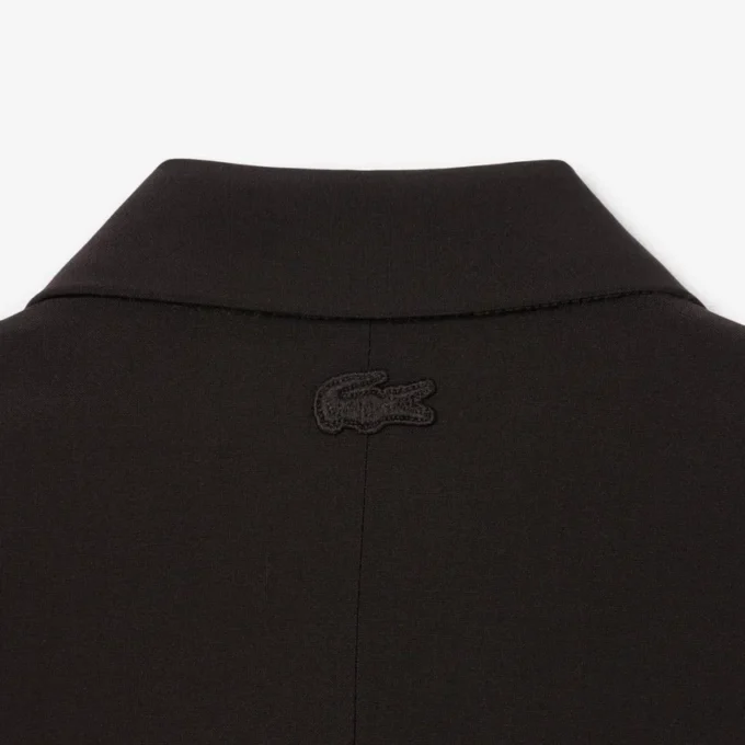 Slim fit-blazer i ull med brodert logo for kvinner