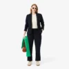 Slim fit-blazer i ull med brodert logo for kvinner