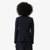 Slim fit-blazer i ull med brodert logo for kvinner