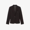 Slim fit-blazer i ull med brodert logo for kvinner
