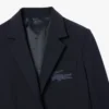 Slim fit-blazer i ull med brodert logo for kvinner