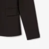 Slim fit-blazer i ull med brodert logo for kvinner