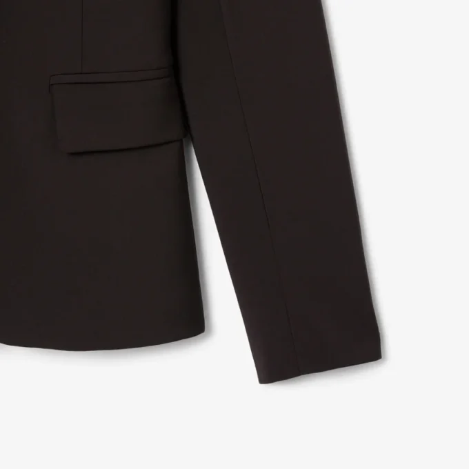 Slim fit-blazer i ull med brodert logo for kvinner