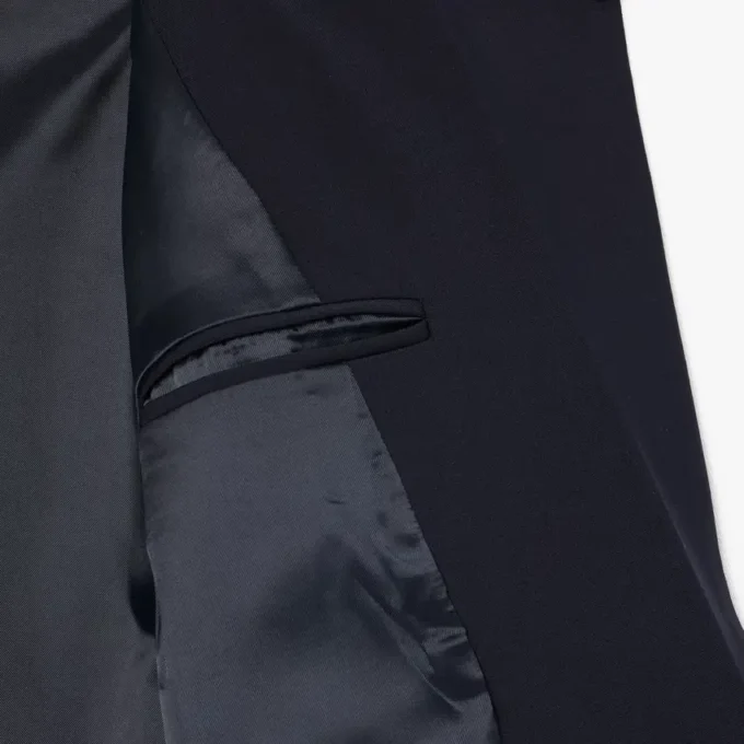 Slim fit-blazer i ull med brodert logo for kvinner
