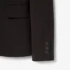 Slim fit-blazer i ull med brodert logo for kvinner