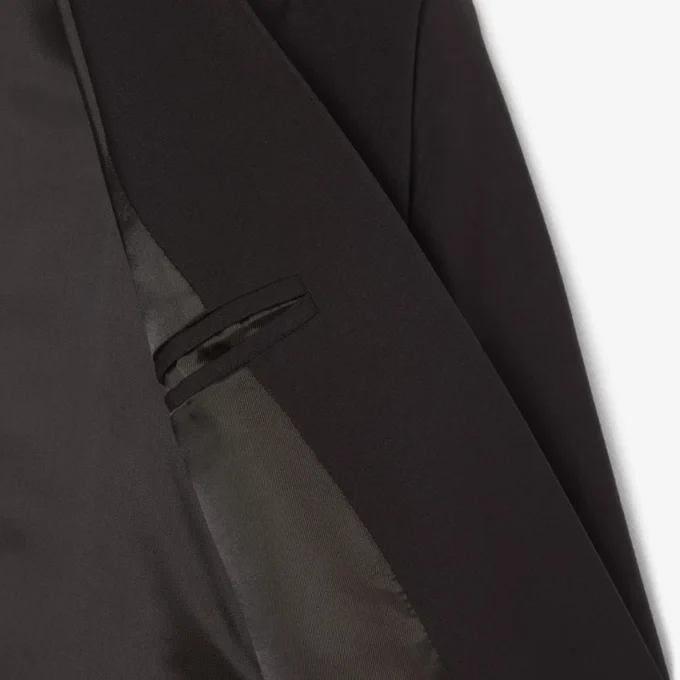 Slim fit-blazer i ull med brodert logo for kvinner