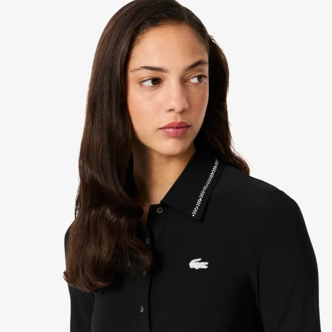 Slim fit Diamanta-kjole med krokodille-pologensere for kvinner