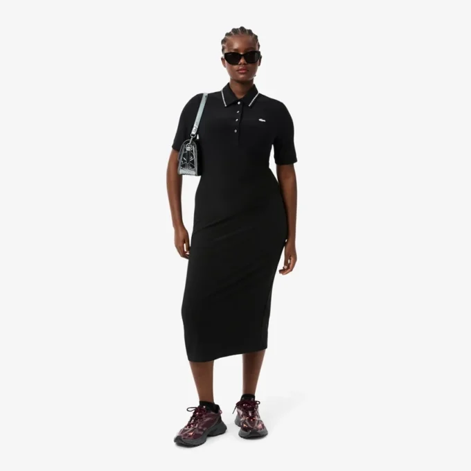 Slim fit Diamanta-kjole med krokodille-pologensere for kvinner