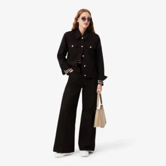 Slim fit-jeansjakke med knapper