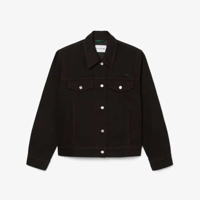 Slim fit-jeansjakke med knapper