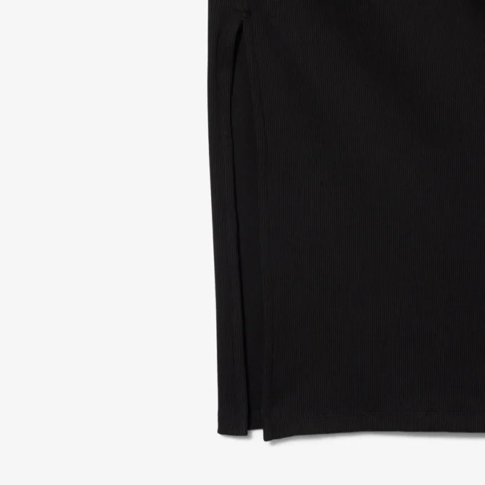 Slim fit-kjole i ribbet bomull med polokrage for damer