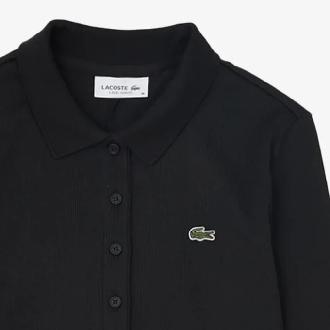 Slim fit-kjole i ribbet bomull med polokrage for damer