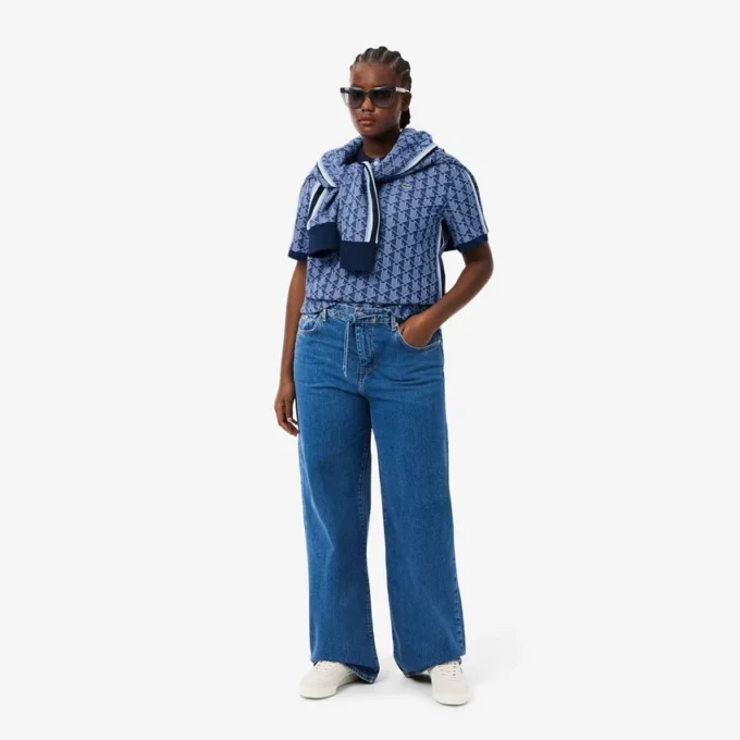 Slim Fit Monogram Pologenser for kvinner