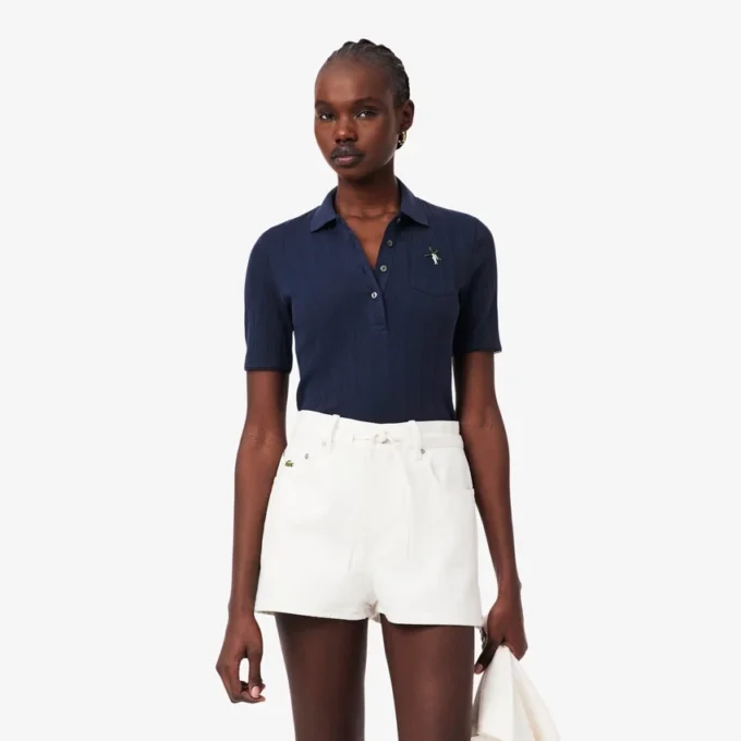 Slim fit Pointelle-pologenser med merke fra L.12.12 for kvinner