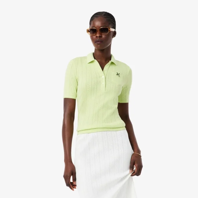 Slim fit Pointelle-pologenser med merke fra L.12.12 for kvinner