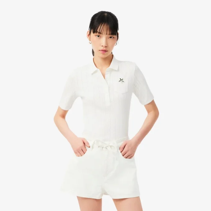 Slim fit Pointelle-pologenser med merke fra L.12.12 for kvinner