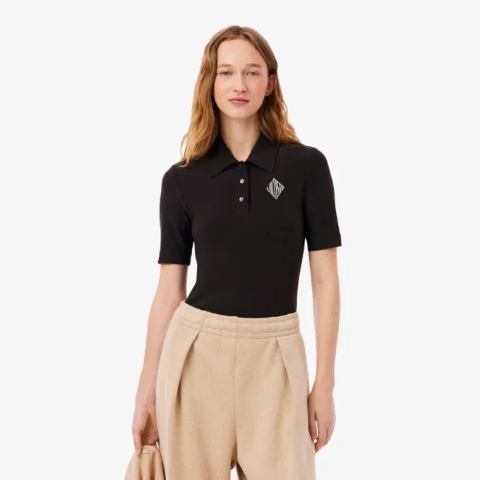Slim fit-polo med broderi